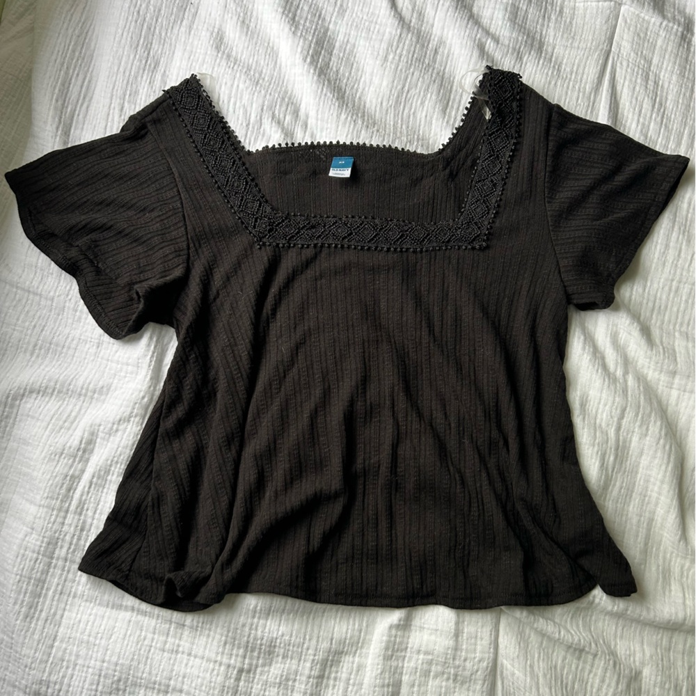 Black Square Neck Blouse
